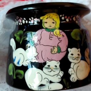 Burkart Handarbeit Vintage Hand painted Pedestal Bowl